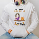 Personalized Fall Cat Mom Coffee Too Peopley Hoodie, Gift For Cat Lover