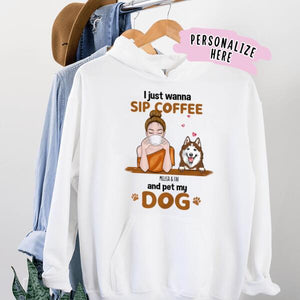 Personalized Fall Dog Mom Sip Coffee Hoodie, Gift for Dog Lover, Dog Mom Gift