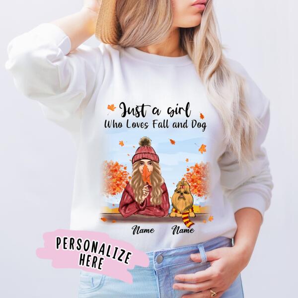 Personalized Dog Mom Fall Premium Sweatshirt, Dog Mom Gift, Gift For Dog Lovers