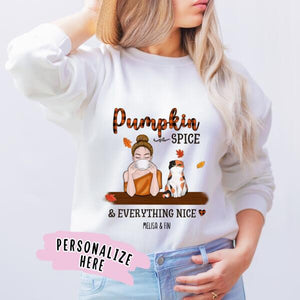 Personalized Fall Cat Mom Pumpkin Spice Premium Sweatshirt, Gift For Cat Lovers