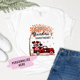 Personalized Fall Sweethearts Mom Nana Premium Shirt, Custom Name Gift For Her Up to 6 Kids