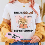 Personalized Girl Cat Obsessed Fall Thanksgiving Shirt, Gift For Cat Lovers