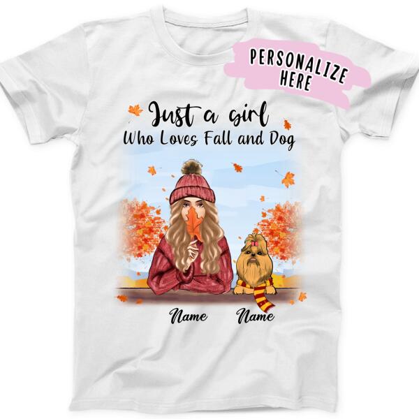 Personalized Dog Mom Fall Premium Shirt, Dog Mom Shirt, Dog Mom Gift, Gift For Dog Lovers