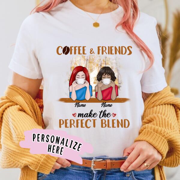 Personalized Fall Coffee Best Friends Gift Shirt, Gift for Friends, BFF Gift Shirt