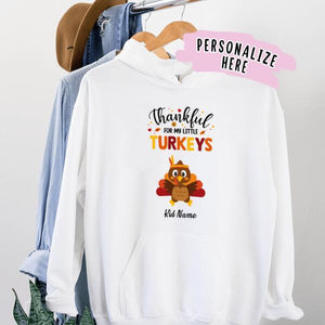 Personalized Turkey Thanksgiving Premium Hoodie, Mom Grandma Turkey Kid Custom, Halloween Gift Party, Gift For Mom For Her