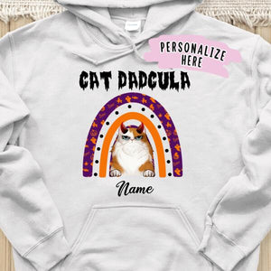 Personalized Rainbow Cat Dadcula Hoodie, Halloween Cat Hoodie