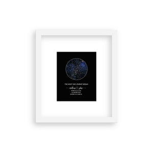 Personalized Star Map Framed Art Print/Faux Matte, Gift for Boyfriend, Night sky Print Canvas, Valentines Day Gift for Him, 1st Anniversary Gift