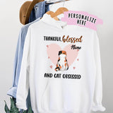 Personalized Fall Thankful Blessed Cat Hoodie, Gift for Cat Lovers