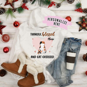 Personalized Fall Thankful Blessed Cat Hoodie, Gift for Cat Lovers