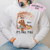 Personalized It's Fall Girl And Cat Hoodie, Gift For Cat Lovers