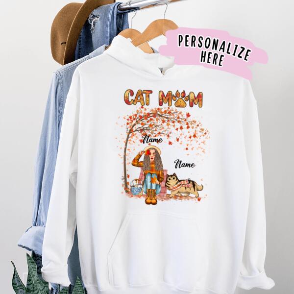 Personalized Fall Cat Mom Hoodie, Gift For Cat Lovers