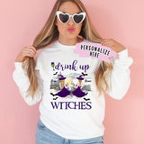 Personalized Drink Up Witches Best Friend Sweatshirt, Halloween Best Friends Sweatshirt