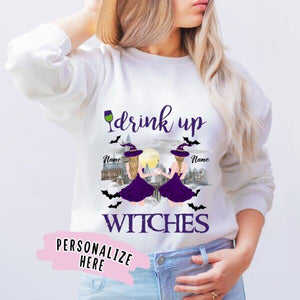 Personalized Drink Up Witches Best Friend Sweatshirt, Halloween Best Friends Sweatshirt