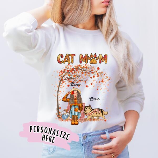 Personalized Fall Cat Mom Sweatshirt, Gift For Cat Lovers