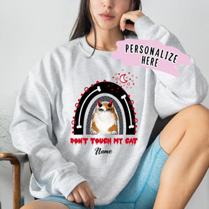 Personalized Rainbow Vampire Cat Sweatshirt, Halloween Cat Sweatshirt