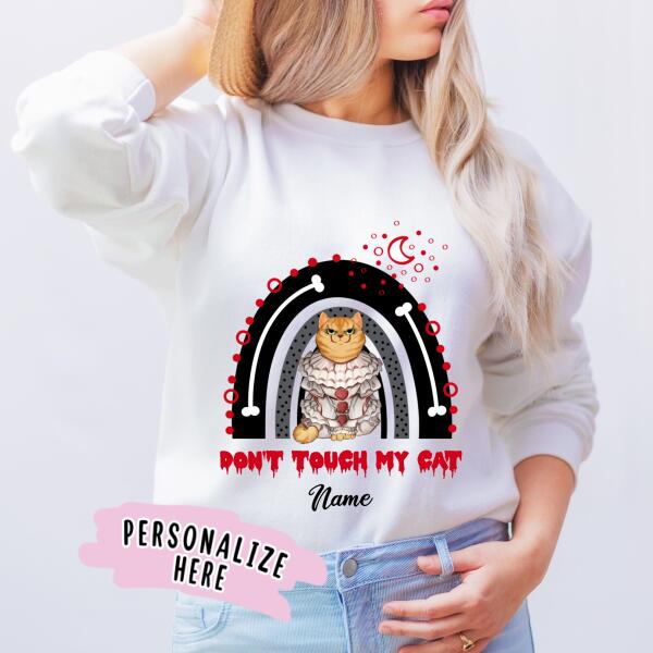 Personalized Rainbow Clown Cat Sweatshirt, Halloween Cat Sweatshirt