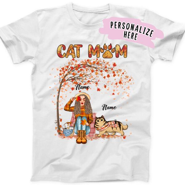 Personalized Fall Cat Mom Premium Shirt, Gift For Cat Lovers