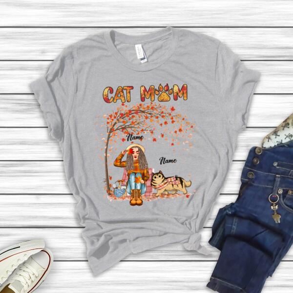 Personalized Fall Cat Mom Premium Shirt, Gift For Cat Lovers