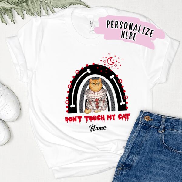 Personalized Rainbow Clown Cat Premium Shirt, Halloween Cat Shirt