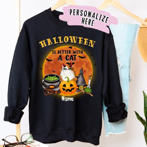 Personalized Halloween Is Better With A Cat Sweatshirt