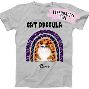 Personalized Rainbow Cat Dadcula Premium Shirt, Halloween Cat Shirt