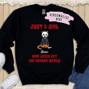 Personalized Halloween Just A Girl Who Loves Cats Sweatshirt, Custom Up to 5 Cats