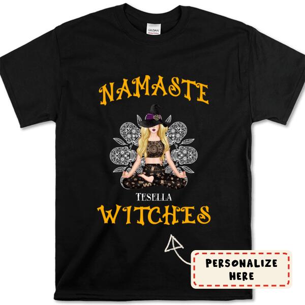 Personalized Halloween Yoga Witches Premium Shirt