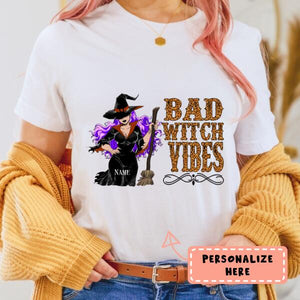 Personalized Halloween Bad Witch Vibes Premium Shirt