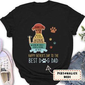 Personalized Happy Father‘s Day Dog Dad Retro Dog Outline Shirt, Dad Tee, Dad Shirt, Father's Day Tee