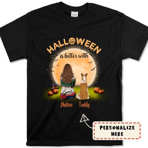 Personalized Halloween is Better With Dogs Premium Shirt, Custom Up To 3 Dogs