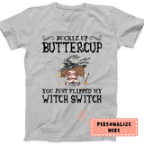 Personalized Halloween Baby Witch Buckle Up Butter Cup Premium Shirt