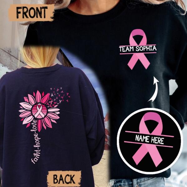 Personalized Team Faith Hope Love Breast Cancer Awareness Month Sweatshirt