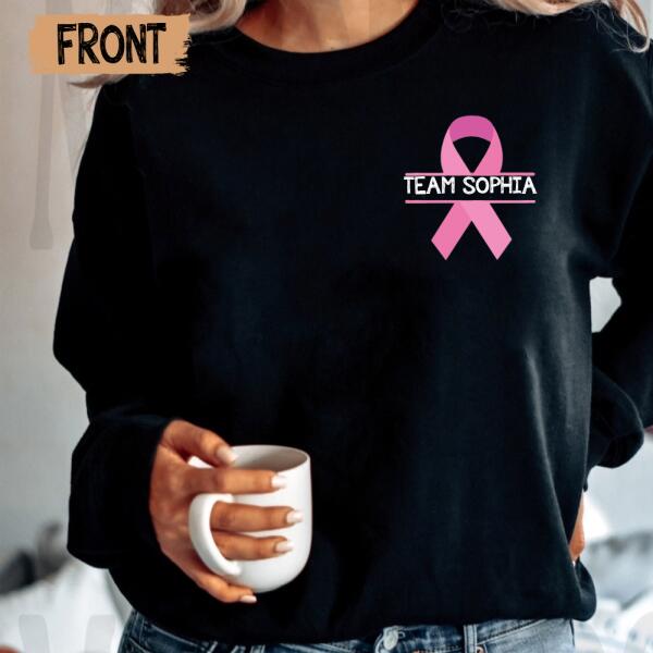 Personalized U.S.A Flag No One Fight Alone Breast Cancer Awareness Sweatshirt