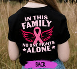 Personalized Team Breast Cancer Awareness Month T-Shirt, In This Family Not One Fights Alone Breast Cancer Shirt