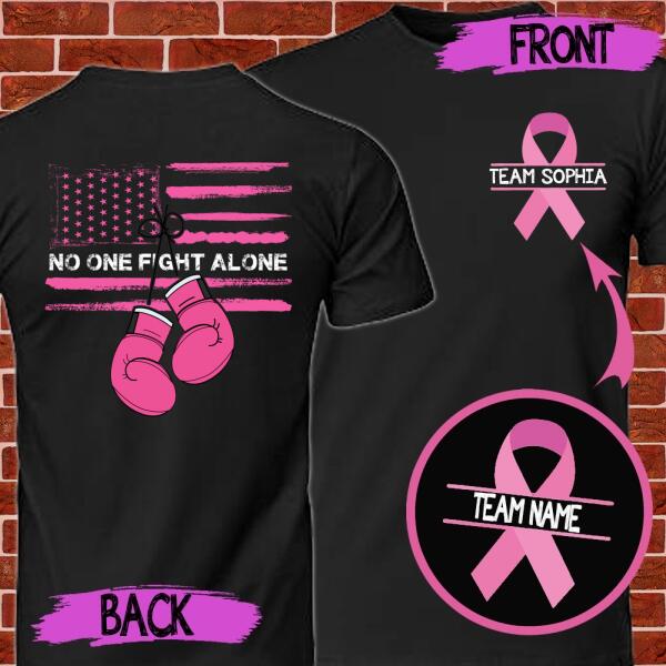 Personalized USA Flag Breast Cancer Awareness Month T-Shirt
