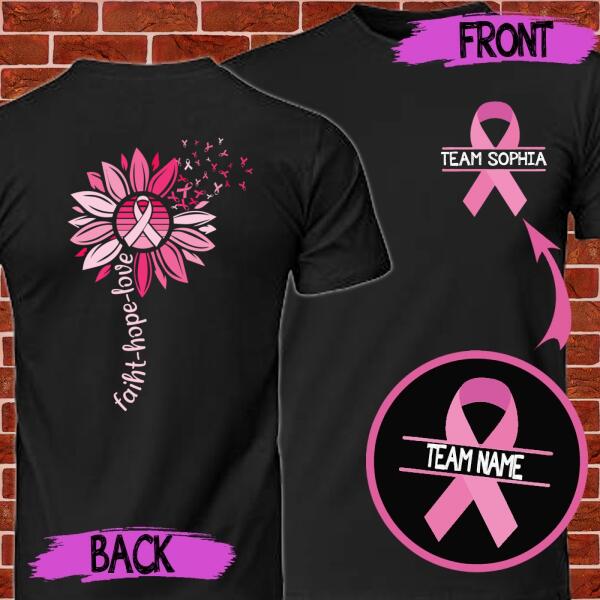 Personalized Faith Hope Love Breast Cancer Awareness Month T-Shirt