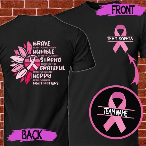 Personalized Pink Ribbon Breast Cancer Awareness Month T-Shirt