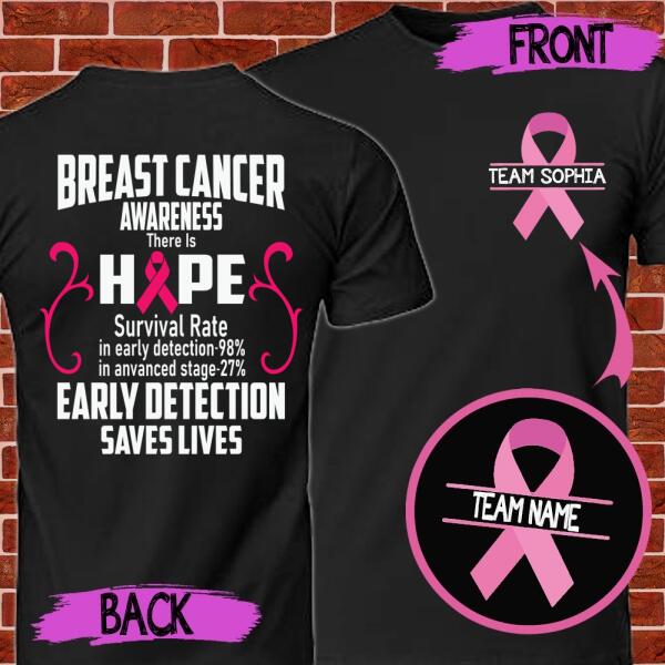 Personalized Team Support Breast Cancer Awareness Month T-Shirt