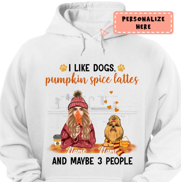 Personalized Fall I Like Dogs, Pumpkin spice lattes Hoodie