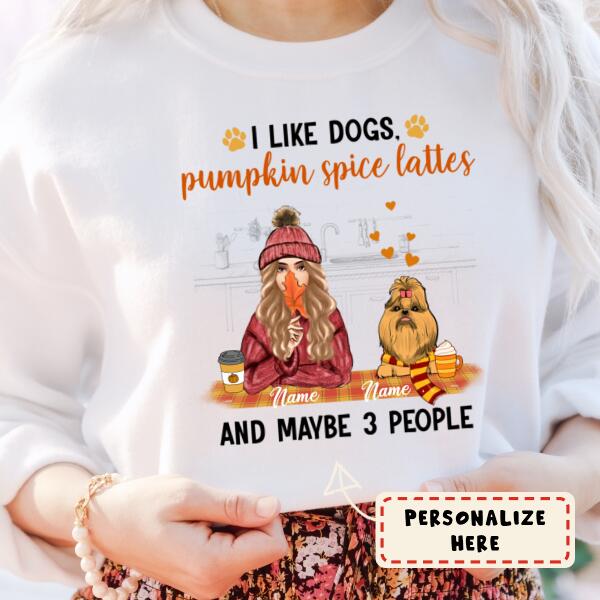 Personalized Fall I Like Dogs, Pumpkin spice lattes Sweatshirt