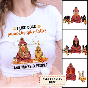 Personalized Fall I Like Dogs, Pumpkin spice lattes Premium Shirt