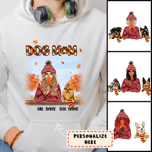 Personalized Dog Mom Fall Premium Hoodie, Dog Mom Hoodie, Dog Mom Gift, Gift For Dog Lovers