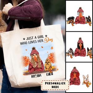 Personalized Dog Mom Fall Premium Tote Bag, Dog Mom Tote Bag, Dog Mom Gift, Gift For Dog Lovers