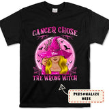 Personalized Halloween Cancer Chose The Wrong Witch Premium Shirt, Cancer Supporters Shirt