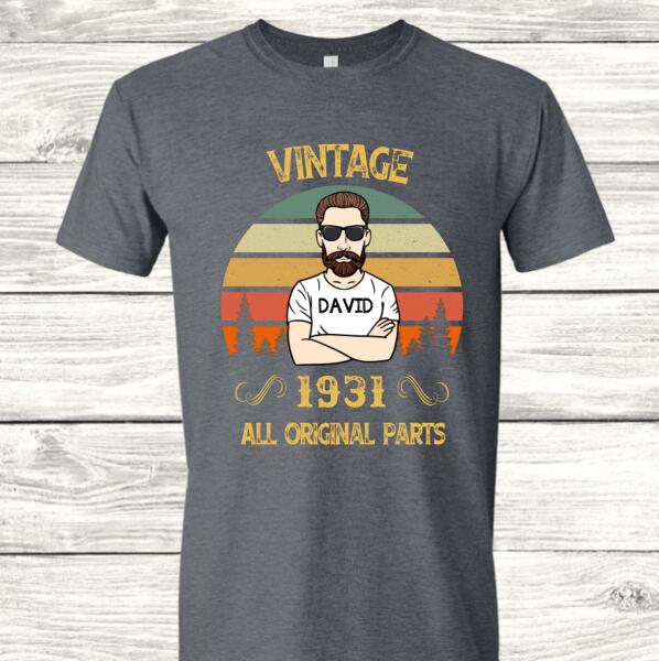 Personalized Vintage Birthday Gift For Men T-Shirt, 90th Birthday Gift For Men T-Shirt, 90th Birthday Gift For Him