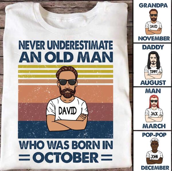 Personalized Birthday Gifts T-Shirt, October Birthday Gift For Men, October Birthday Shirt For Him