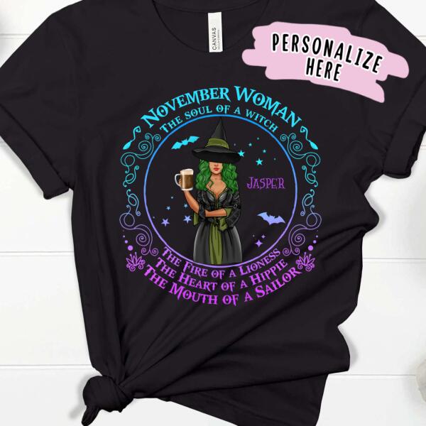 Personalized Witchy Birthday Gift For Woman T-Shirt, November Birthday Gift , November Birthday Shirt