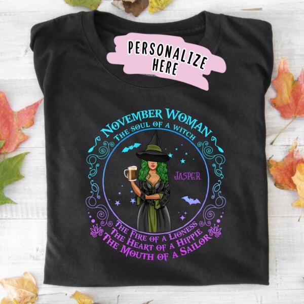 Personalized Witchy Birthday Gift For Woman T-Shirt, November Birthday Gift , November Birthday Shirt