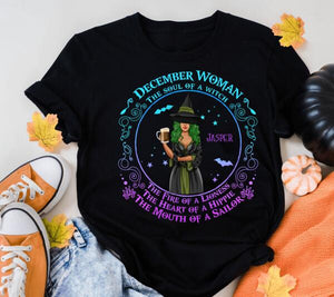 Personalized Witchy Birthday Gift For Woman T-Shirt, December Birthday Gift, December Birthday Shirt