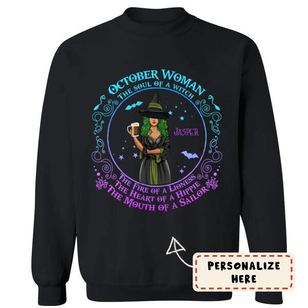Personalized Witchy Birthday Gifts Sweatshirt, October Birthday Gift, October Birthday Sweatshirt